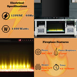 Noralie Stacked Drawers Faux Diamonds TV Stand W/Fireplace - Ornate Home