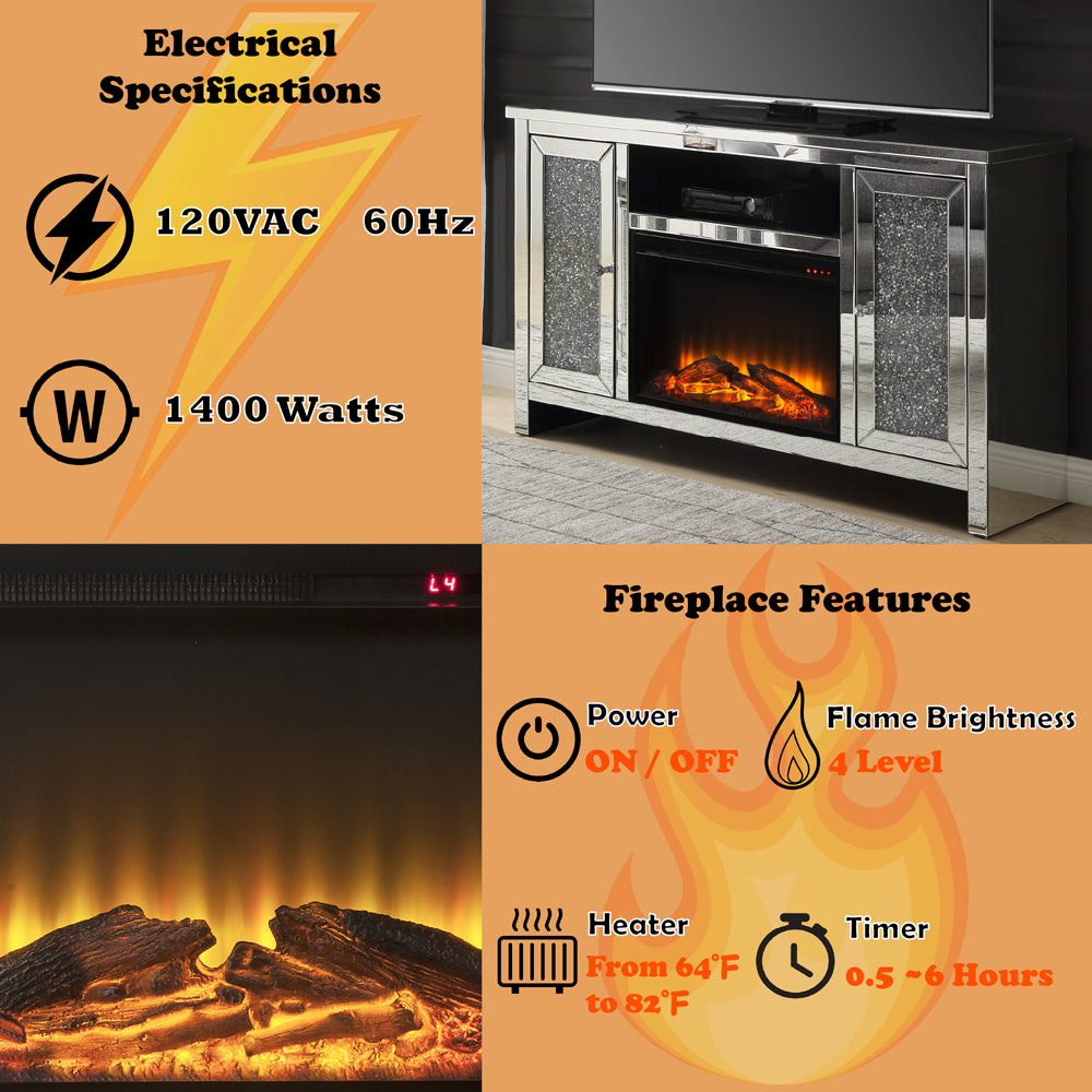 Noralie Tv Stand W/Fireplace (59" W) - Ornate Home
