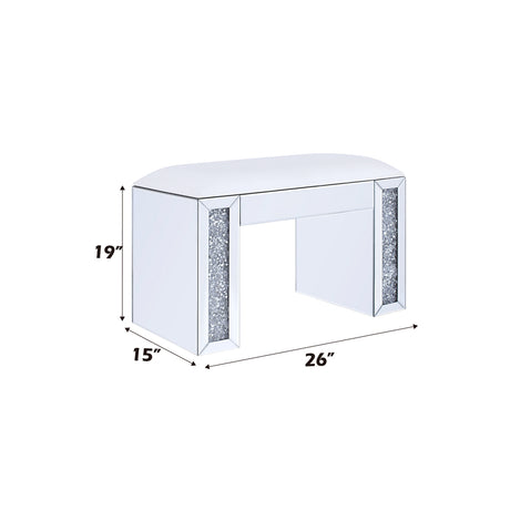 Noralie Vanity Stool White Faux Leather - Ornate Home