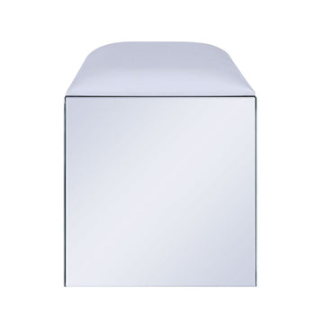 Noralie Vanity Stool White Faux Leather - Ornate Home