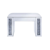 Noralie Vanity Stool White Faux Leather - Ornate Home