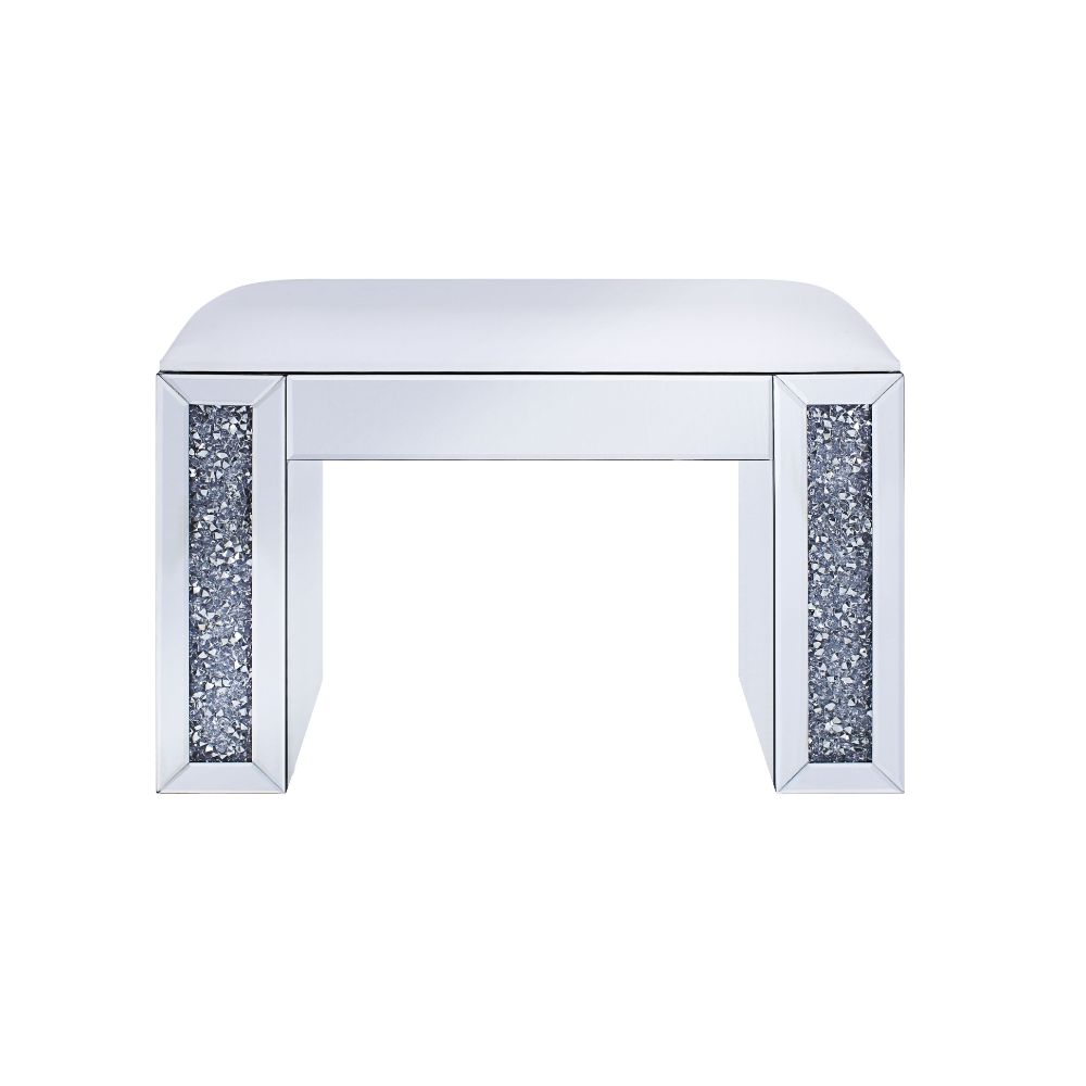 Noralie Vanity Stool White Faux Leather - Ornate Home