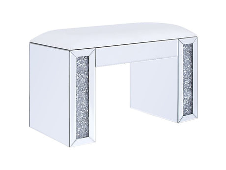 Noralie Vanity Stool White Faux Leather - Ornate Home