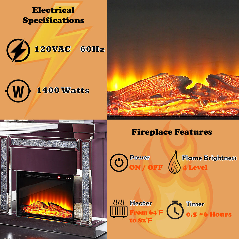 Noralie Wide Mantel Fireplace - Ornate Home