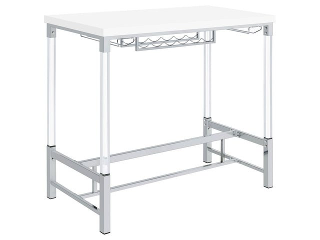 Norcrest White High Gloss Bar Table - Ornate Home