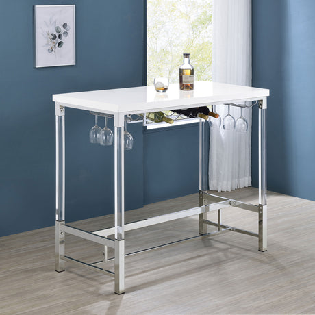 Norcrest White High Gloss Bar Table - Ornate Home