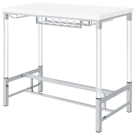 Norcrest White High Gloss Bar Table - Ornate Home