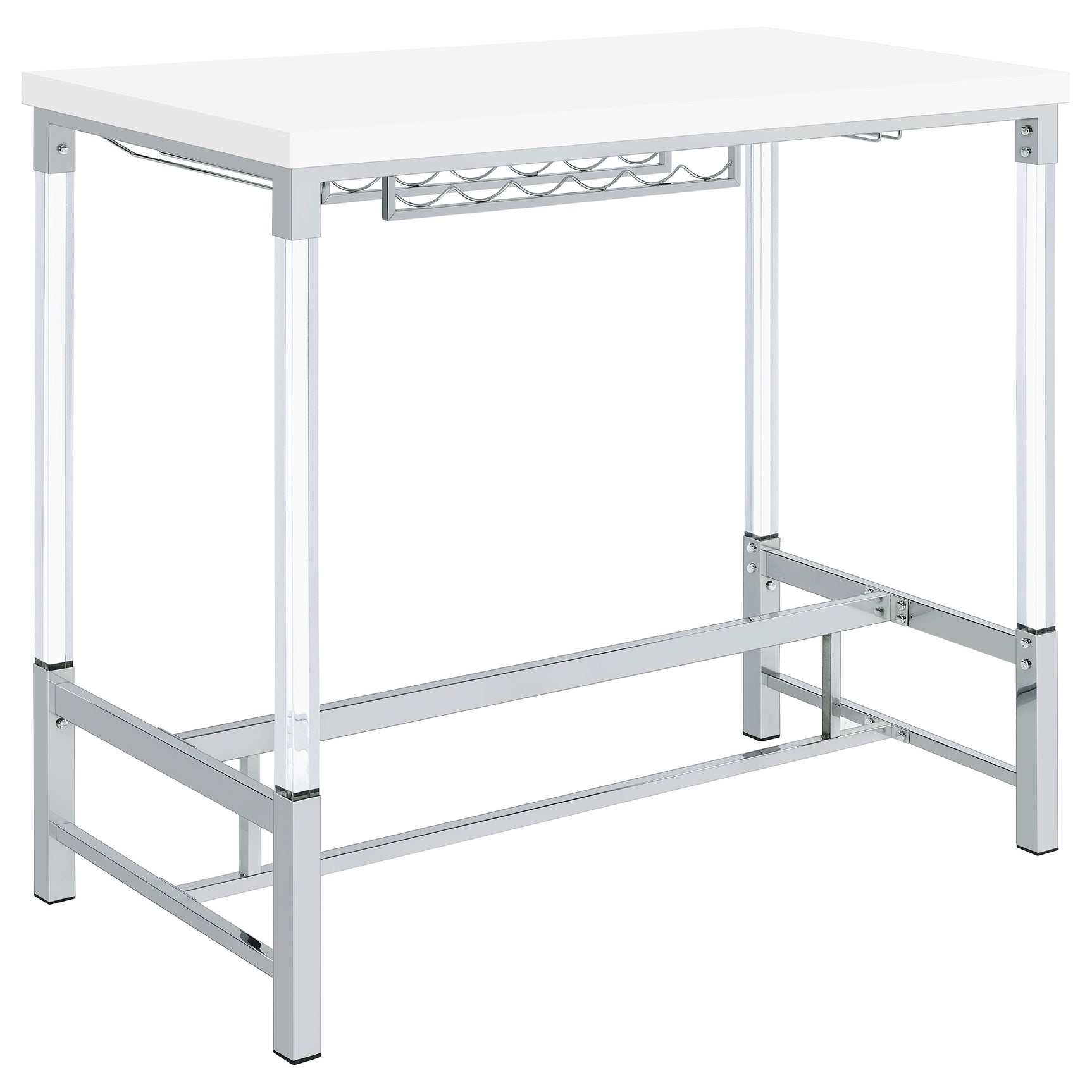 Norcrest White High Gloss Bar Table - Ornate Home