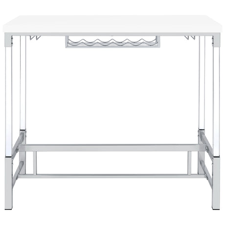 Norcrest White High Gloss Bar Table - Ornate Home