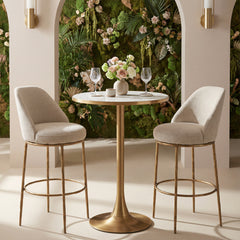 Nordhavn Beige & Gold Swivel Barstool - Ornate Home