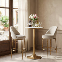 Nordhavn Beige & Gold Swivel Barstool - Ornate Home