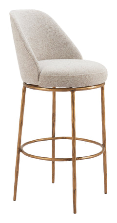 Nordhavn Beige & Gold Swivel Barstool - Ornate Home