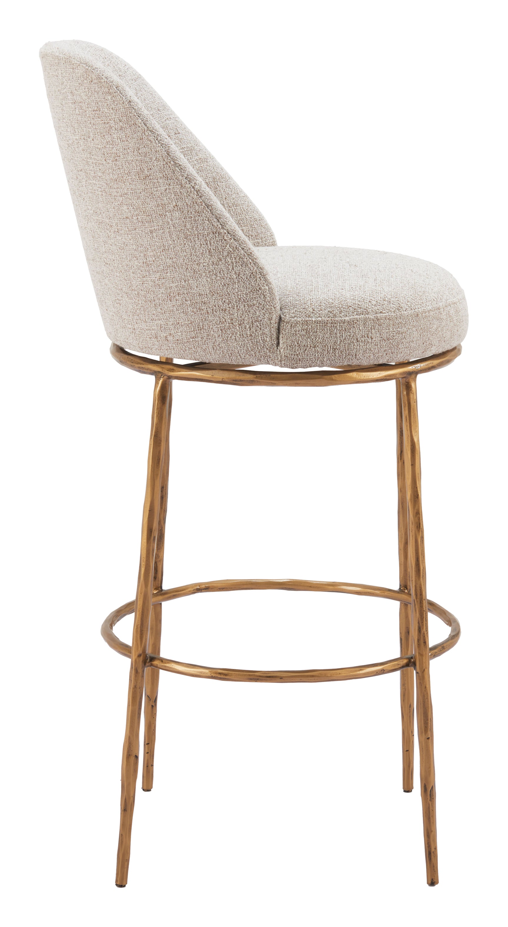 Nordhavn Beige & Gold Swivel Barstool - Ornate Home