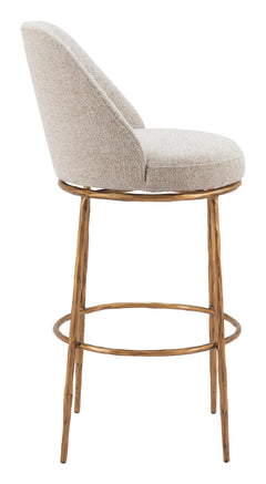 Nordhavn Beige & Gold Swivel Barstool - Ornate Home