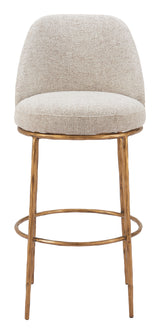 Nordhavn Beige & Gold Swivel Barstool - Ornate Home