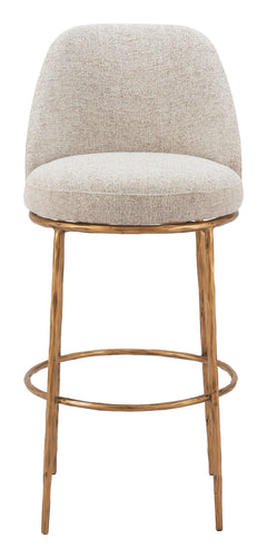 Nordhavn Beige & Gold Swivel Barstool - Ornate Home