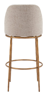 Nordhavn Beige & Gold Swivel Barstool - Ornate Home