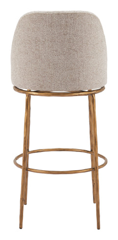 Nordhavn Beige & Gold Swivel Barstool - Ornate Home