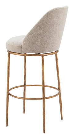 Nordhavn Beige & Gold Swivel Barstool - Ornate Home