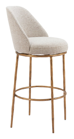 Nordhavn Beige & Gold Swivel Barstool - Ornate Home