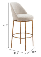 Nordhavn Beige & Gold Swivel Barstool - Ornate Home