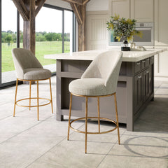 Nordhavn Beige & Gold Swivel Counter Stool - Ornate Home