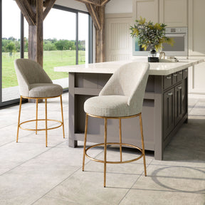 Nordhavn Beige & Gold Swivel Counter Stool - Ornate Home