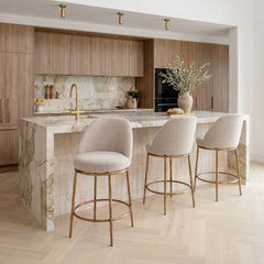 Nordhavn Beige & Gold Swivel Counter Stool - Ornate Home