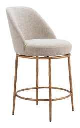 Nordhavn Beige & Gold Swivel Counter Stool - Ornate Home