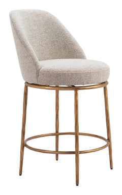 Nordhavn Beige & Gold Swivel Counter Stool - Ornate Home