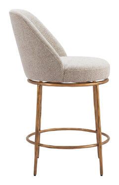 Nordhavn Beige & Gold Swivel Counter Stool - Ornate Home