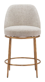 Nordhavn Beige & Gold Swivel Counter Stool - Ornate Home