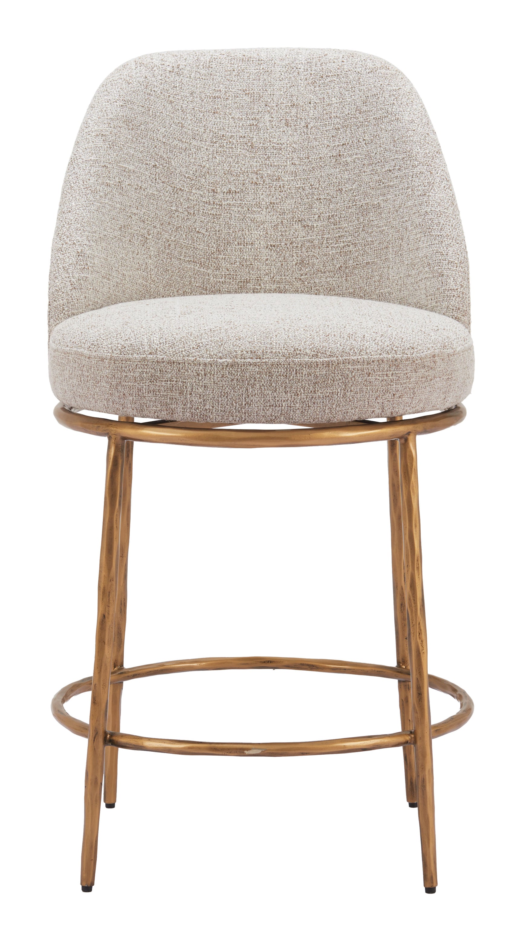 Nordhavn Beige & Gold Swivel Counter Stool - Ornate Home