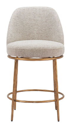 Nordhavn Beige & Gold Swivel Counter Stool - Ornate Home