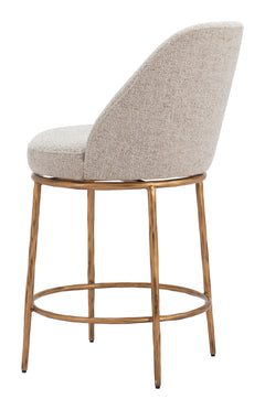 Nordhavn Beige & Gold Swivel Counter Stool - Ornate Home