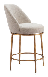 Nordhavn Beige & Gold Swivel Counter Stool - Ornate Home
