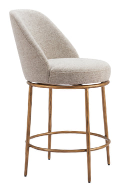 Nordhavn Beige & Gold Swivel Counter Stool - Ornate Home