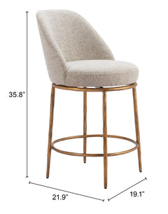 Nordhavn Beige & Gold Swivel Counter Stool - Ornate Home