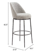 Nordhavn Gray Swivel Barstool - Ornate Home