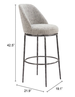 Nordhavn Gray Swivel Barstool - Ornate Home