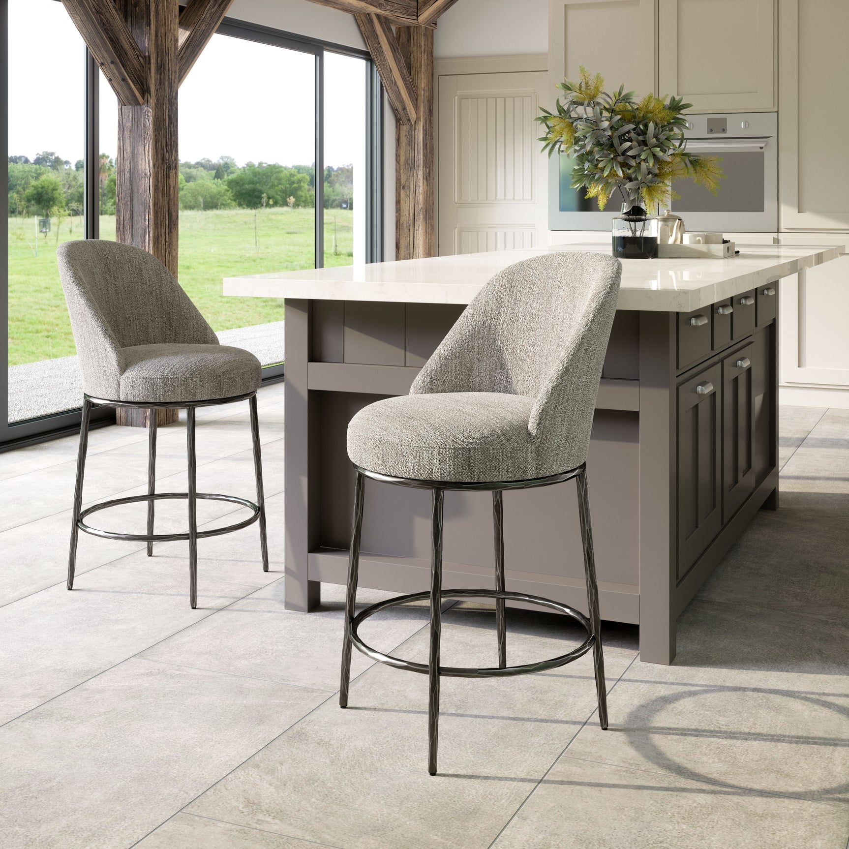 Nordhavn Gray Swivel Counter Stool - Ornate Home