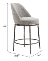 Nordhavn Gray Swivel Counter Stool - Ornate Home