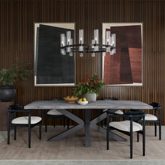 Nordic Ridge Grey 94 Dining Table w/ 6 Linden Chairs - Ornate Home