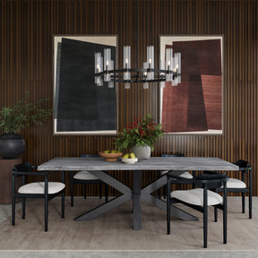 Nordic Ridge Grey 94 Dining Table w/ 6 Linden Chairs - Ornate Home