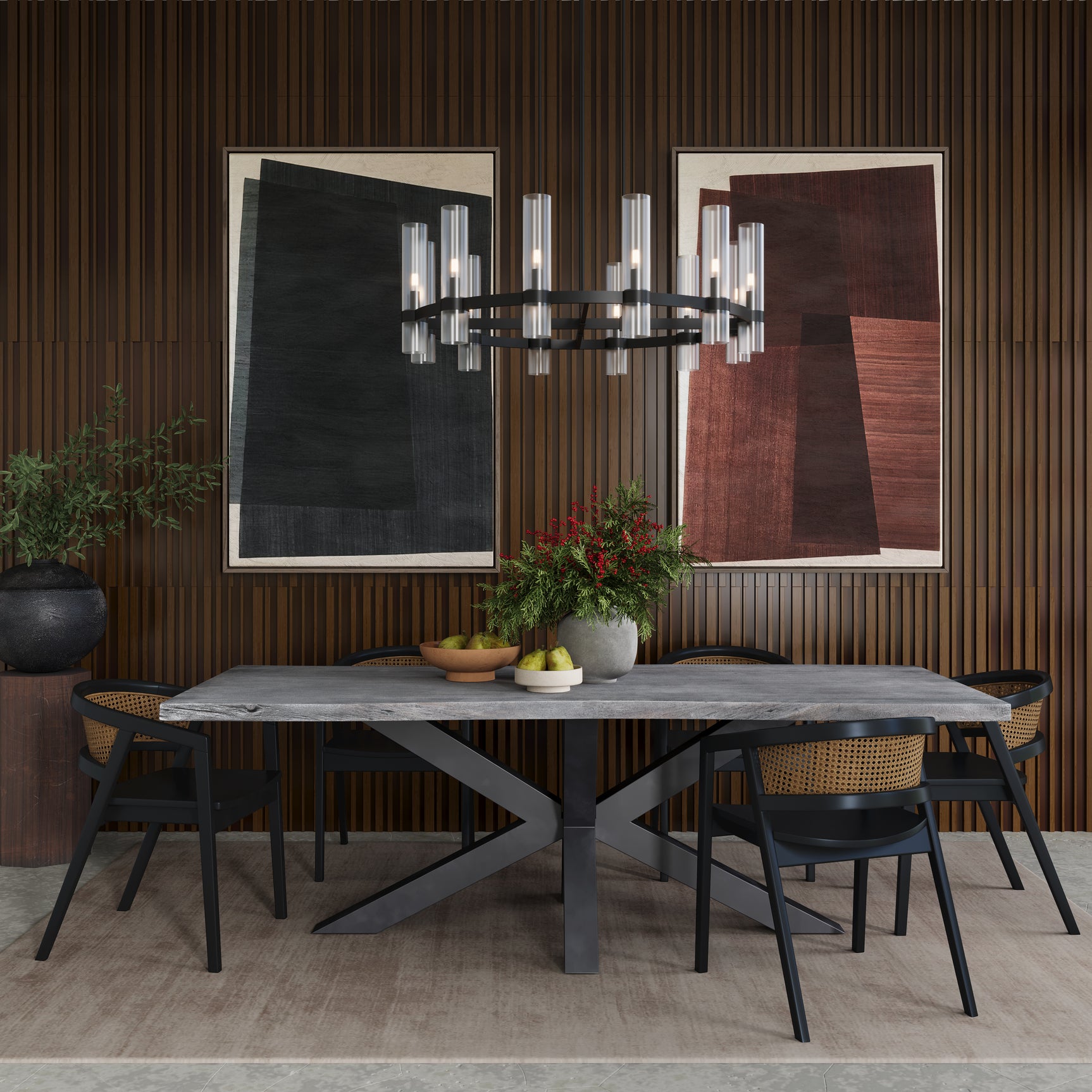 Nordic Ridge Grey 94 Dining Table w/ 6 Lucas Chairs - Ornate Home