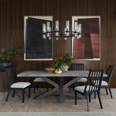 Nordic Ridge Grey 94 Dining Table w/ 6 Weston Black Chairs - Ornate Home