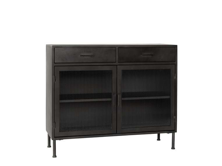 Nore Black Metal/Glass Cabinet (2 Doors) - Ornate Home