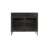 Nore Black Metal/Glass Cabinet (2 Doors) - Ornate Home
