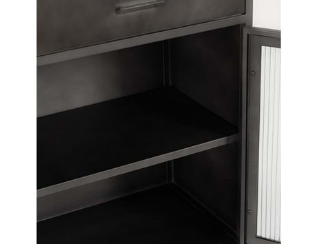 Nore Black Metal/Glass Cabinet (2 Doors) - Ornate Home