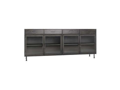 Nore Black Metal/Glass Cabinet (4 Doors) - Ornate Home